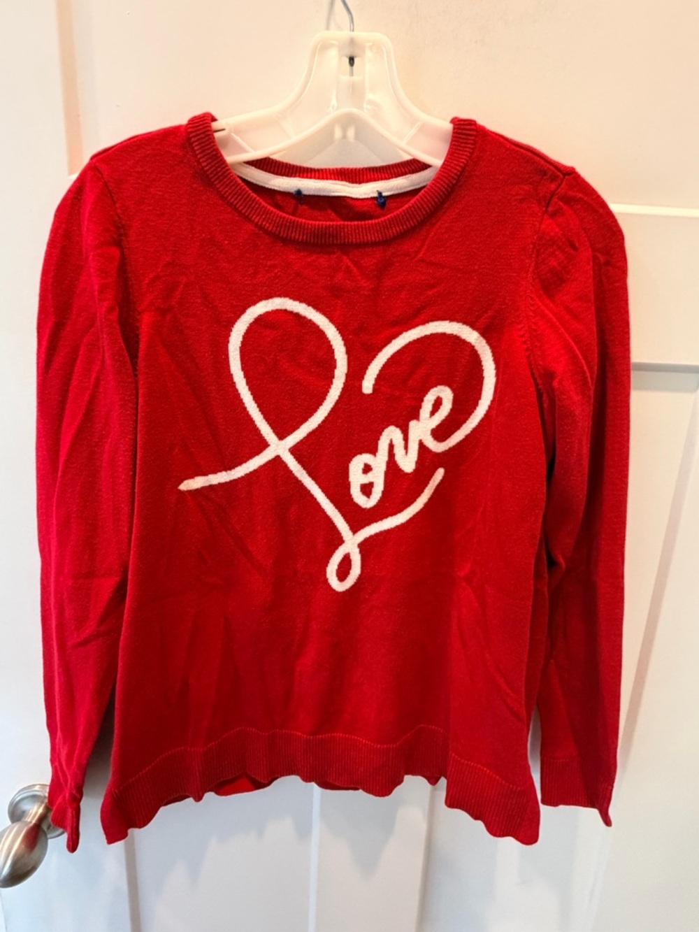 Red Heart Love Sweater Small Valentine Graphic Knit Cute Romantic Top